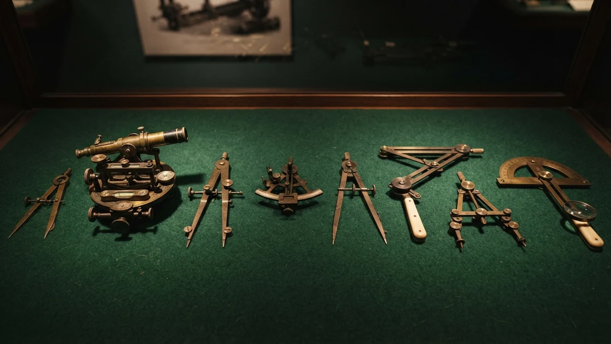 Antique brass drafting instruments, illustrating symbols borrowed from another purpose