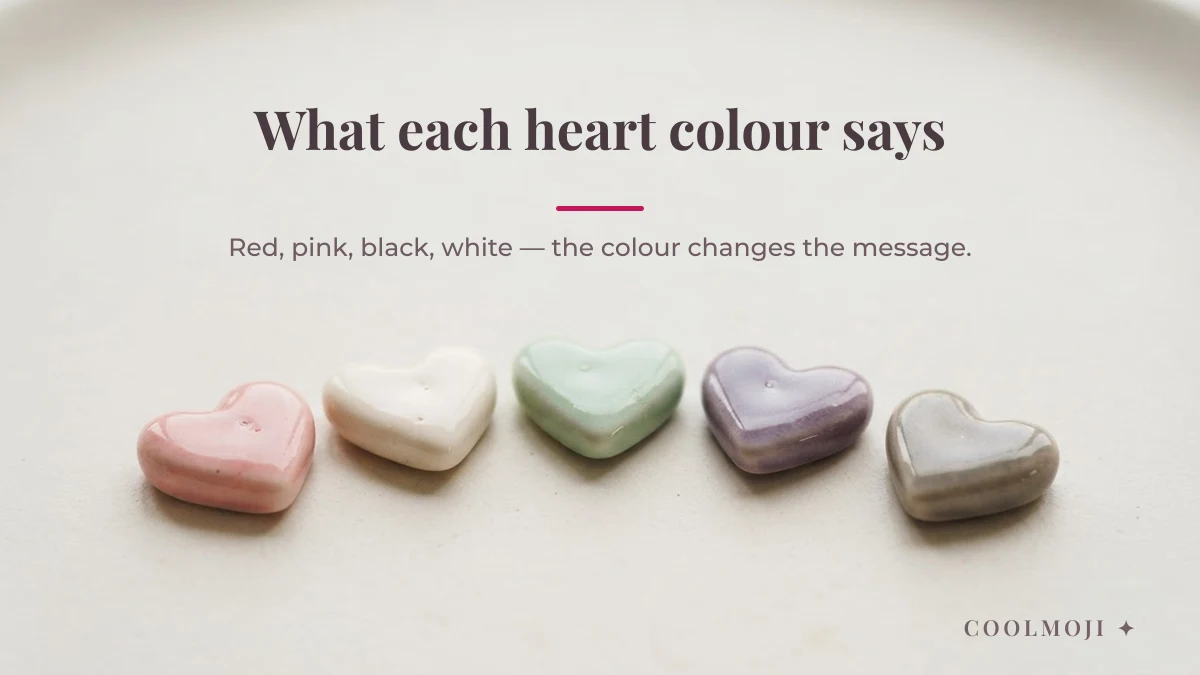 Coloured heart symbols showing what each heart colour means