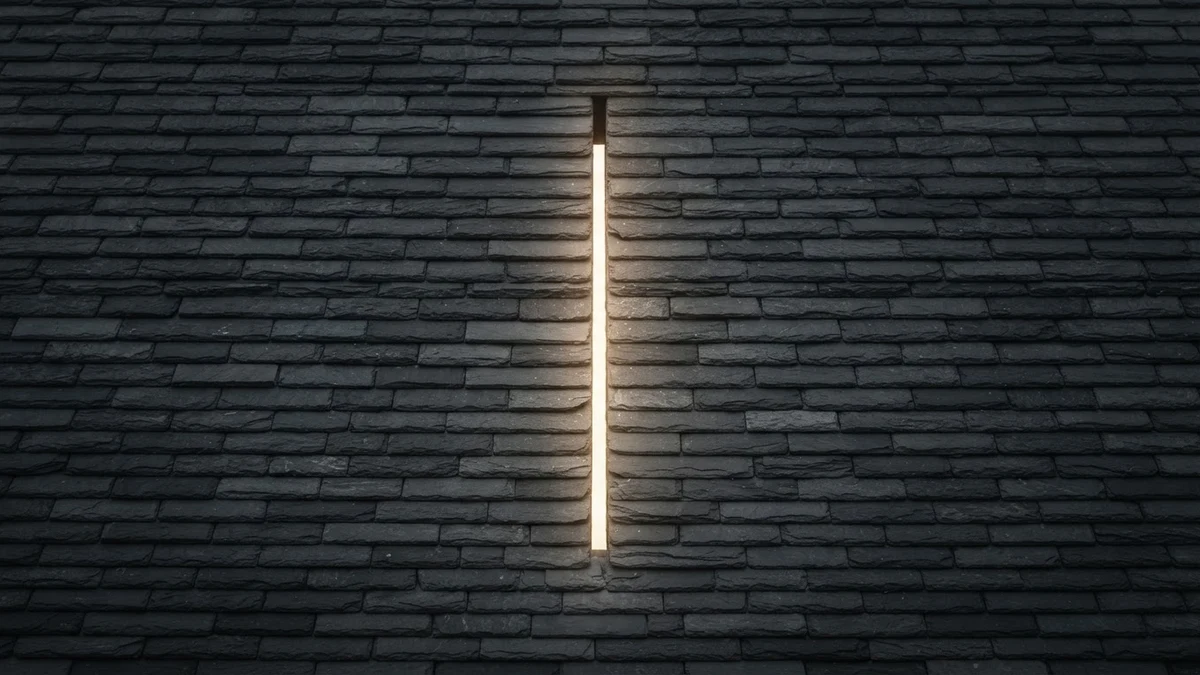 One bright gap in a run of roof slates, illustrating using one divider not four One bright gap in a run of roof slates, illustrating using one divider not four
