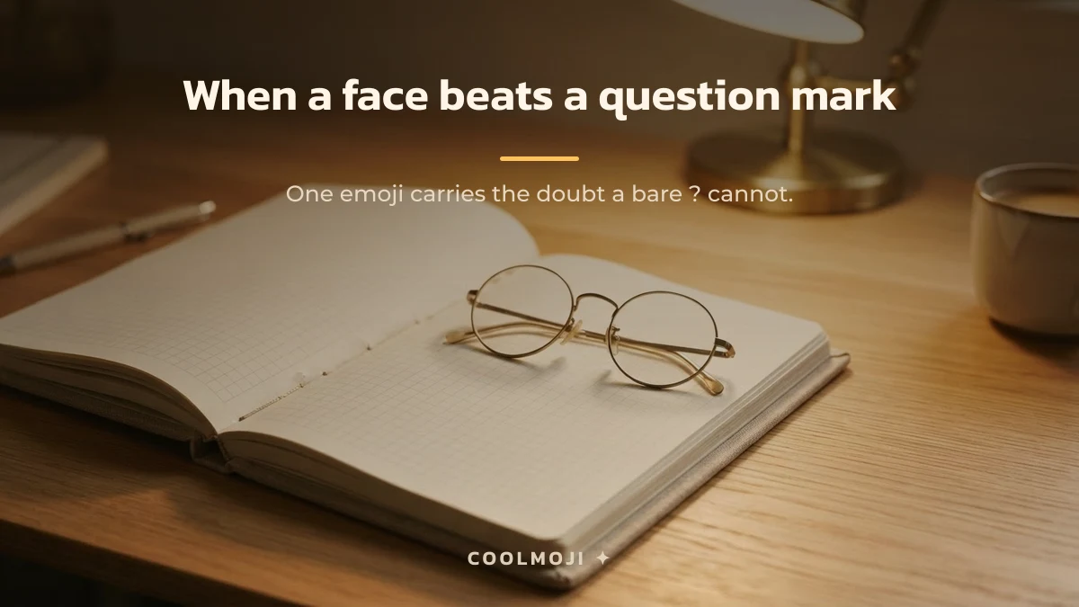 Thinking emoji compared with a plain question mark